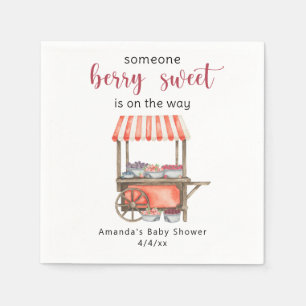 Watercolor Cart Berries Baby shower Napkin