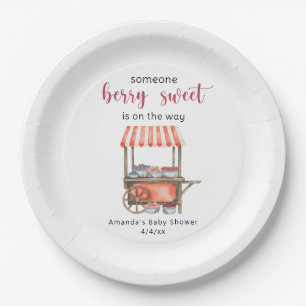 Watercolor Cart Berries Baby shower Paper Plate