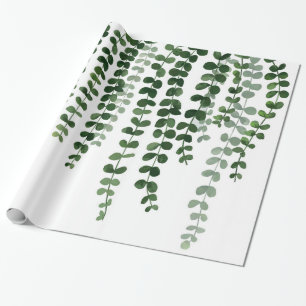Watercolor Cascading Green Vines Wrapping Paper