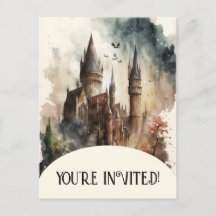 Watercolor Castle Artwork Birthday Invitation