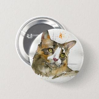 Watercolor Cat 6 Cm Round Badge