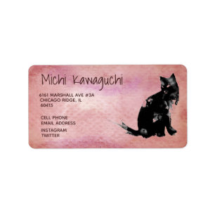 Watercolor Cat Address Instagram Twitter Return  L Label