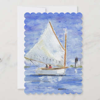 Watercolor Cat Boat Thank You Card