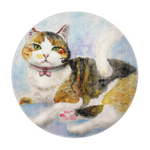 Watercolor Cat Cutting Board