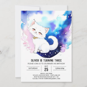 Watercolor Cat Enchantment Birthday Invitation
