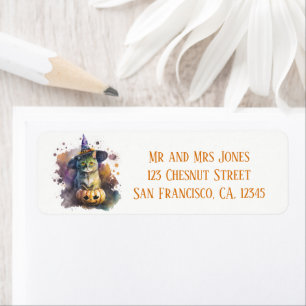 Watercolor Cat Halloween - Customized Return Address Label