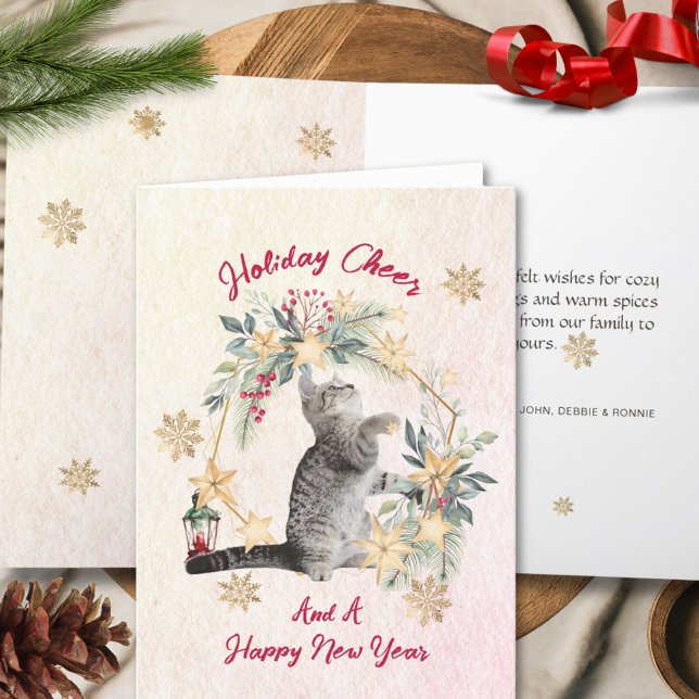 Watercolor Cat Holiday Modern Christmas Greetings (Creator Uploaded)