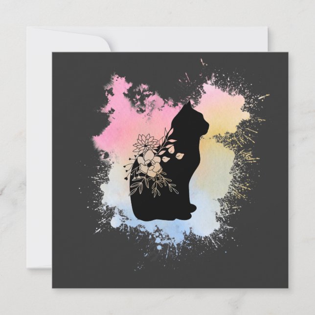 Watercolor Cat Invitation (Front)