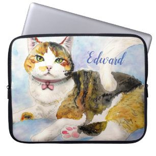 Watercolor Cat Laptop Sleeve
