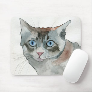 Watercolor Cat Mouse Pad
