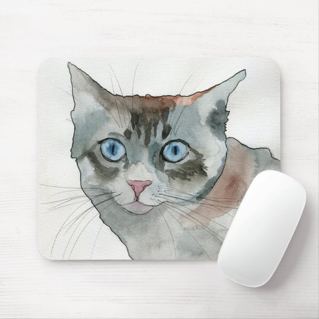 Watercolor Cat Mouse Pad (With Mouse)