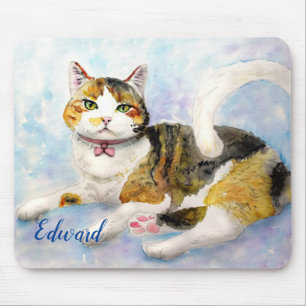Watercolor Cat Mouse Pad