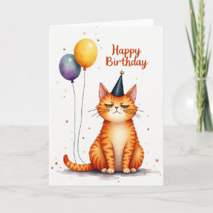 Watercolor Cat Party Card