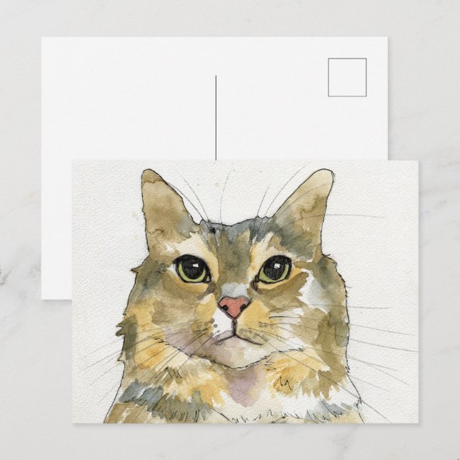 Watercolor Cat Postcard (Front/Back)