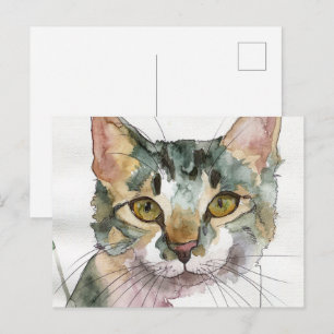 Watercolor Cat Postcard