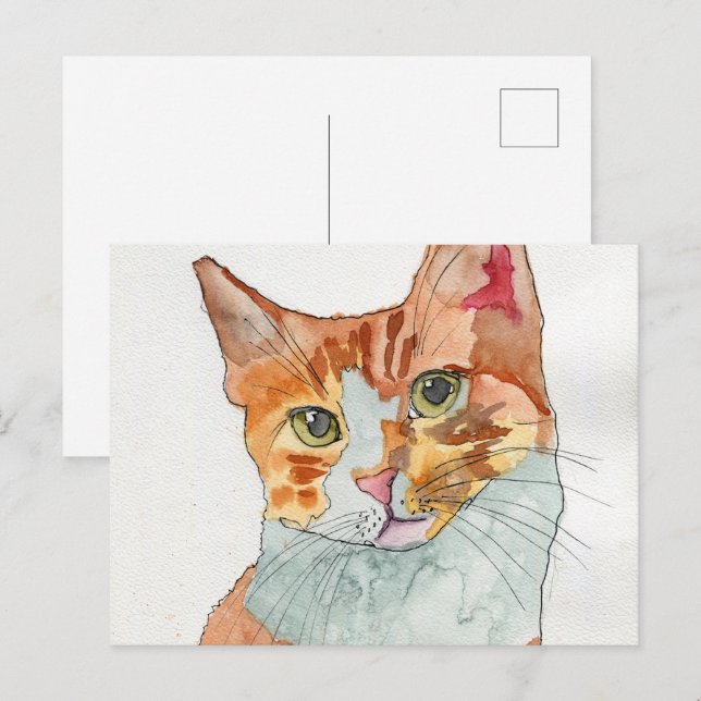 Watercolor Cat Postcard (Front/Back)