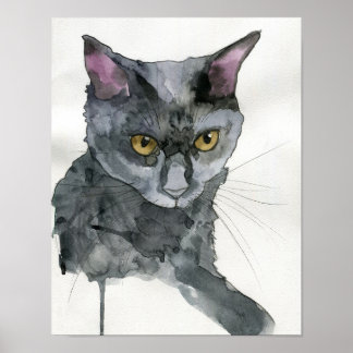 Watercolor Cat Poster