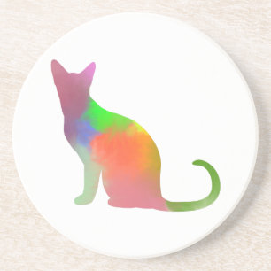 Watercolor Cat Silhouette Coaster