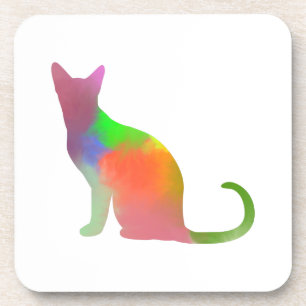 Watercolor Cat Silhouette Coaster