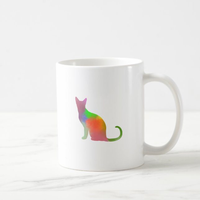 Watercolor Cat Silhouette Coffee Mug (Right)