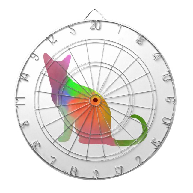 Watercolor Cat Silhouette Dartboard (Front)