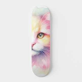 Watercolor Cat Skateboard
