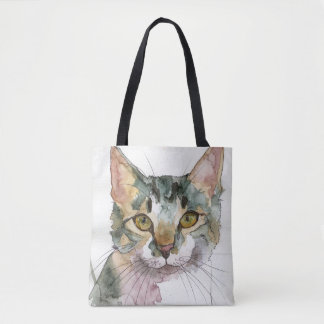 Watercolor Cat Tote Bag