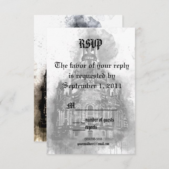 Watercolor Cathedral RSVP Card (Front/Back)