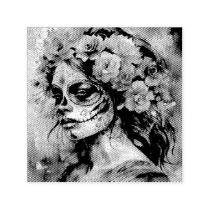 Watercolor Catrina Dia de los Muertos Sugar Skull Self-inking Stamp