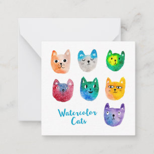Watercolor cats and friends card