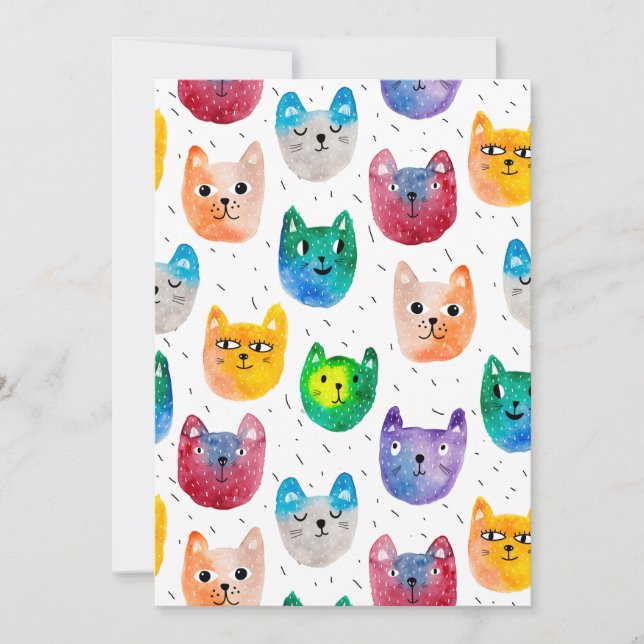 Watercolor cats and friends card (Front)