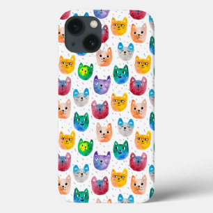 Watercolor cats and friends iPhone 13 case