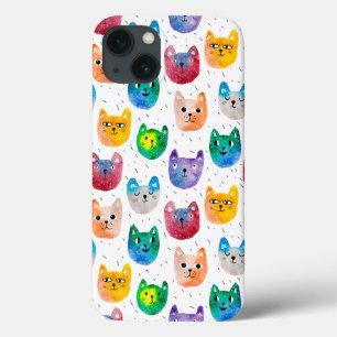 Watercolor cats and friends iPhone 13 case