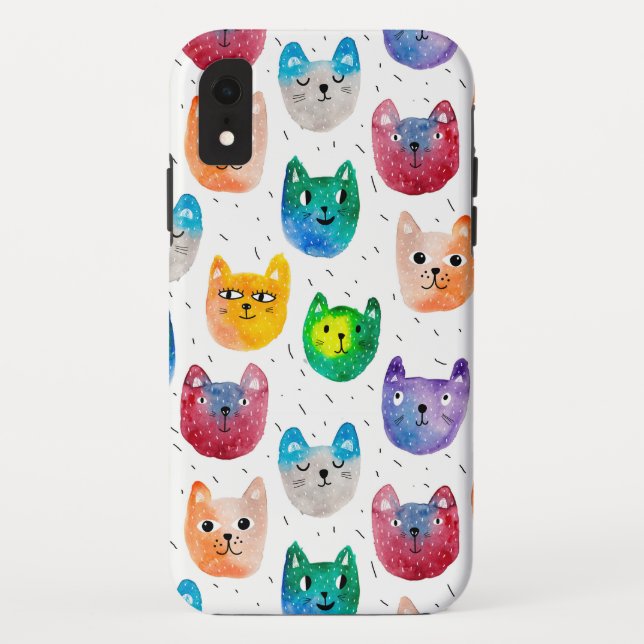 Watercolor cats and friends Case-Mate iPhone case (Back)