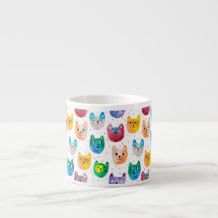 Watercolor cats and friends espresso cup