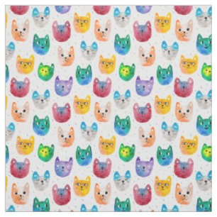 Watercolor cats and friends fabric