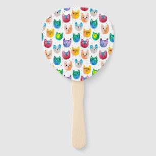 Watercolor cats and friends hand fan