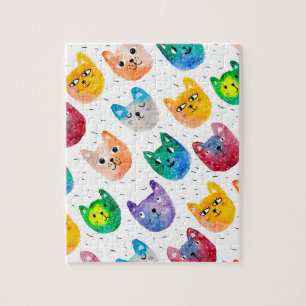 Watercolor cats and friends jigsaw puzzle