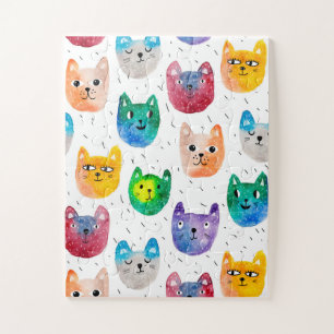 Watercolor cats and friends jigsaw puzzle