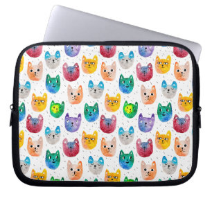 Watercolor cats and friends laptop sleeve