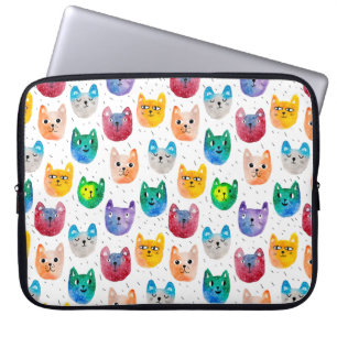 Watercolor cats and friends laptop sleeve