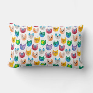 Watercolor cats and friends lumbar cushion