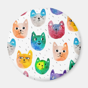 Watercolor cats and friends magnet