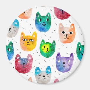 Watercolor cats and friends magnet