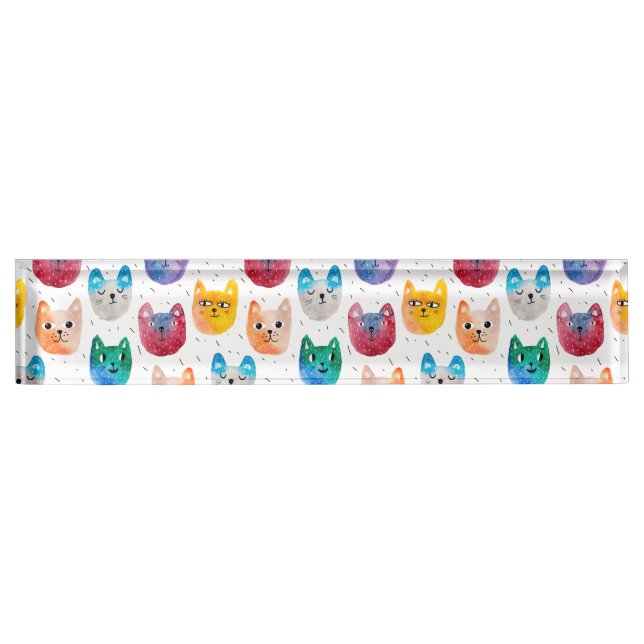 Watercolor cats and friends nameplate (Front)