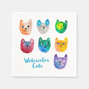 Watercolor cats and friends napkin