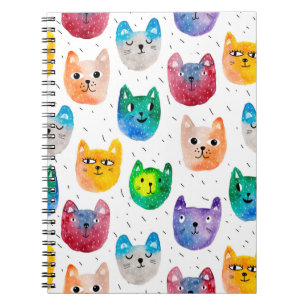 Watercolor cats and friends notebook