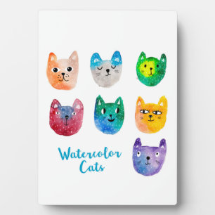Watercolor cats and friends plaque