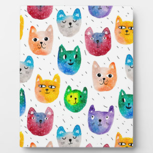 Watercolor cats and friends plaque