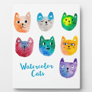 Watercolor cats and friends plaque
